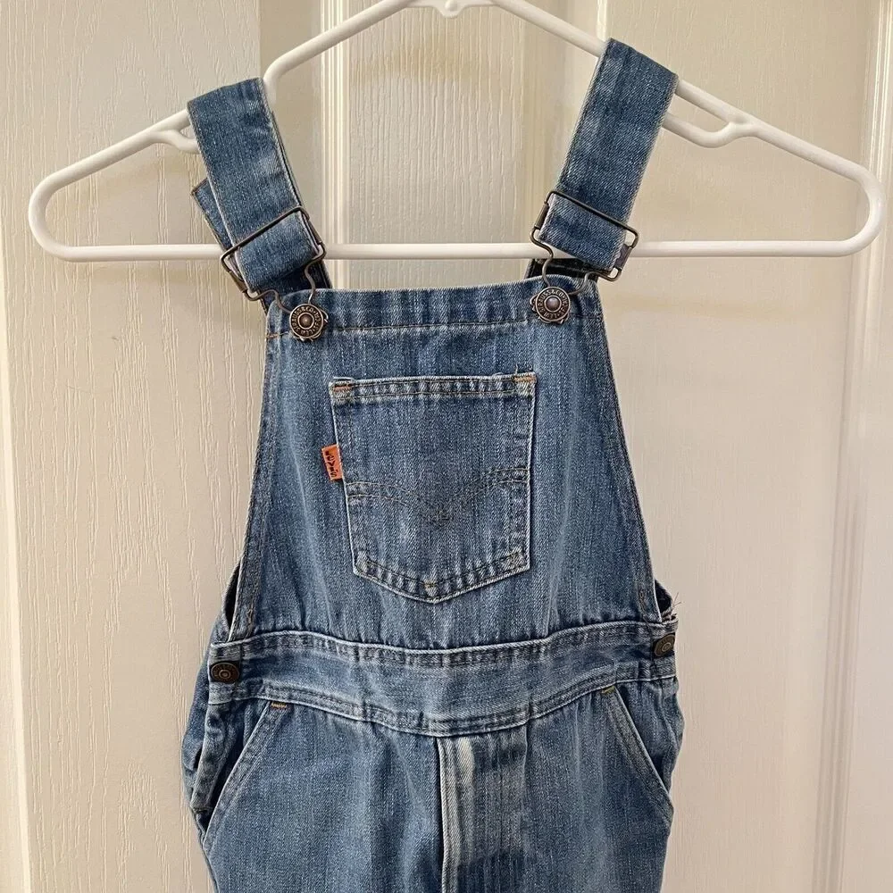 Vintage Levi's Orange Tab Denim Jean Overalls USA Kids Size 5
